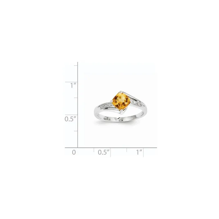 14k White Gold Real Diamond and Citrine Square Ring Goldiacom Rings