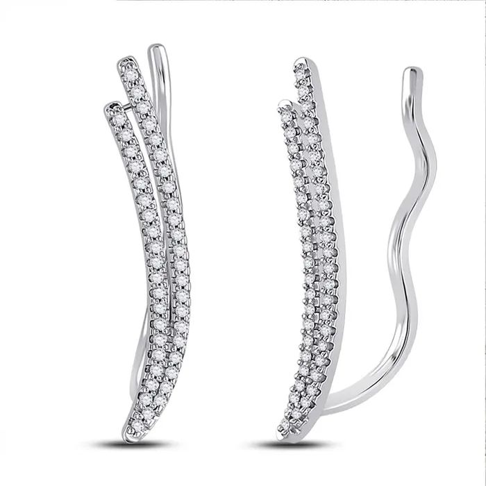 14k White Gold Round Diamond Climber Earrings 14 Cttw gndatlanta Earrings 14k White Gold Round Diamond Climber Earrings 14 Cttw gndatlanta Earrings