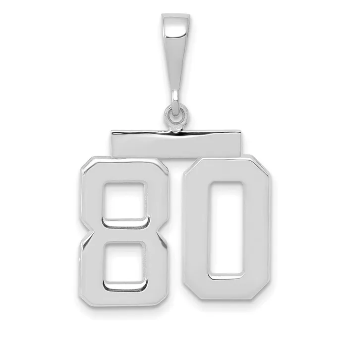 14k White Goldw Medium Polished Number 80 Charm Goldia Charm Necklaces