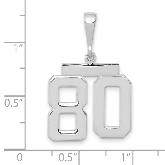14k White Goldw Medium Polished Number 80 Charm Goldia Charm Necklaces