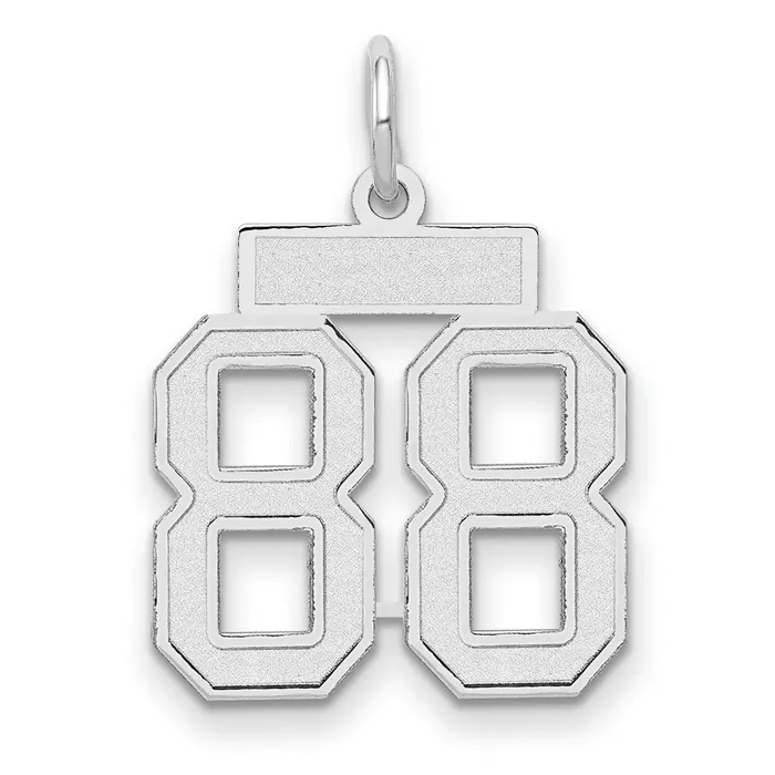 14k White Goldw Small Satin Number 88 Charm Goldia Charm Necklaces