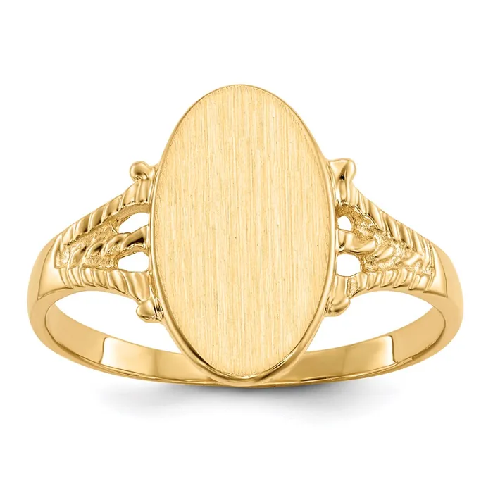 14K Yellow Gold 140x80mm Closed Back Signet Ring Goldia Rings