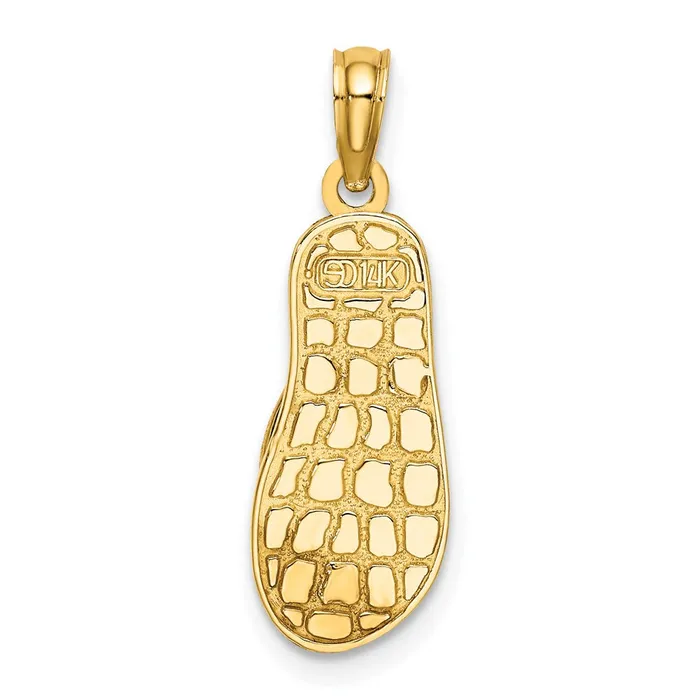 14k Yellow Gold 3D Enamel Anchor On Stripe FlipFlop Charm Goldia Charm Necklaces