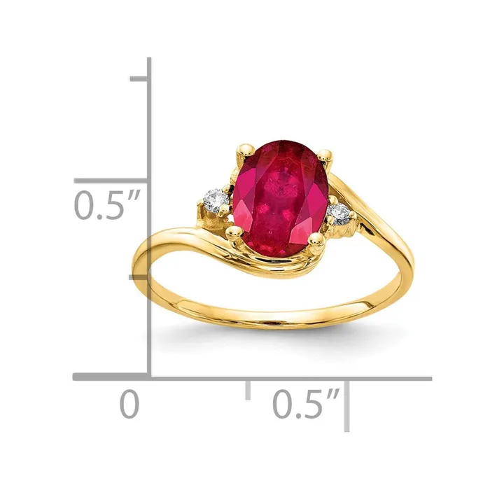 14K Yellow Gold 8x6mm Oval Ruby AAA Real Diamond ring goldiaca Rings