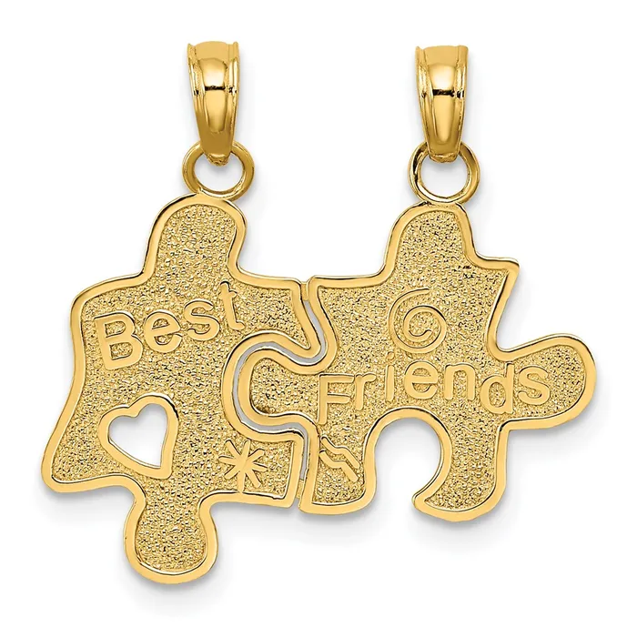 14k Yellow Gold BEST FRIENDS Breakapart Puzzle Pieces Charm Goldia Charm Necklaces 14k Yellow Gold BEST FRIENDS Breakapart Puzzle Pieces Charm Goldia Charm Necklaces