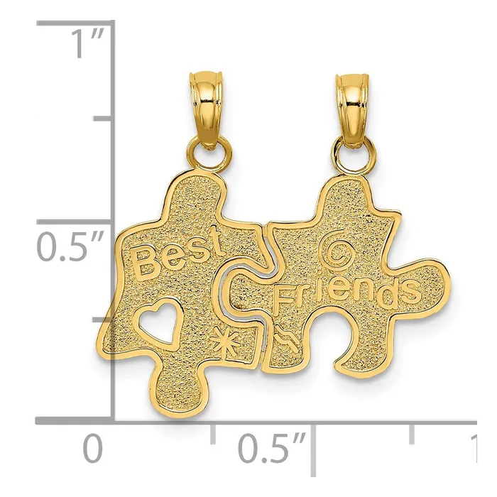 14k Yellow Gold BEST FRIENDS Breakapart Puzzle Pieces Charm Goldia Charm Necklaces