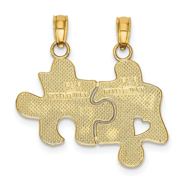 14k Yellow Gold BEST FRIENDS Breakapart Puzzle Pieces Charm Goldia Charm Necklaces