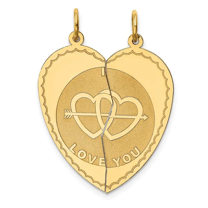 14k Yellow Gold Breakapart I LOVE YOU Charm Goldia Charm Necklaces