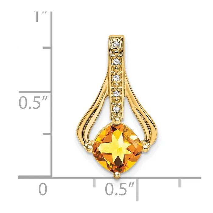 14K Yellow Gold Citrine and Real Diamond Pendant Goldia Necklaces