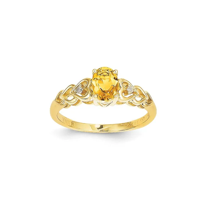 14k Yellow Gold Citrine Diamond Ring Goldia Rings