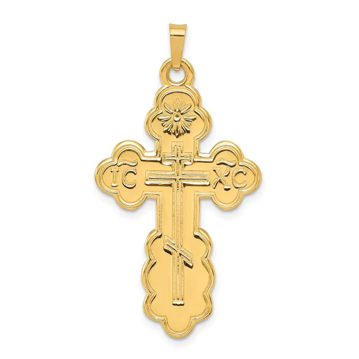 14k Yellow Gold Eastern Orthodox Cross Pendant Goldia Necklaces