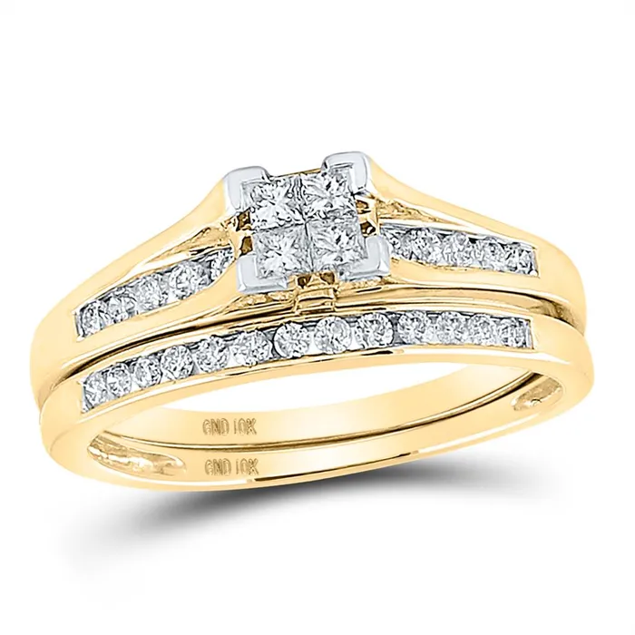 14k Yellow Gold Princess Diamond Bridal Wedding Ring Set 12 Cttw gndatlanta Rings 14k Yellow Gold Princess Diamond Bridal Wedding Ring Set 12 Cttw gndatlanta Rings