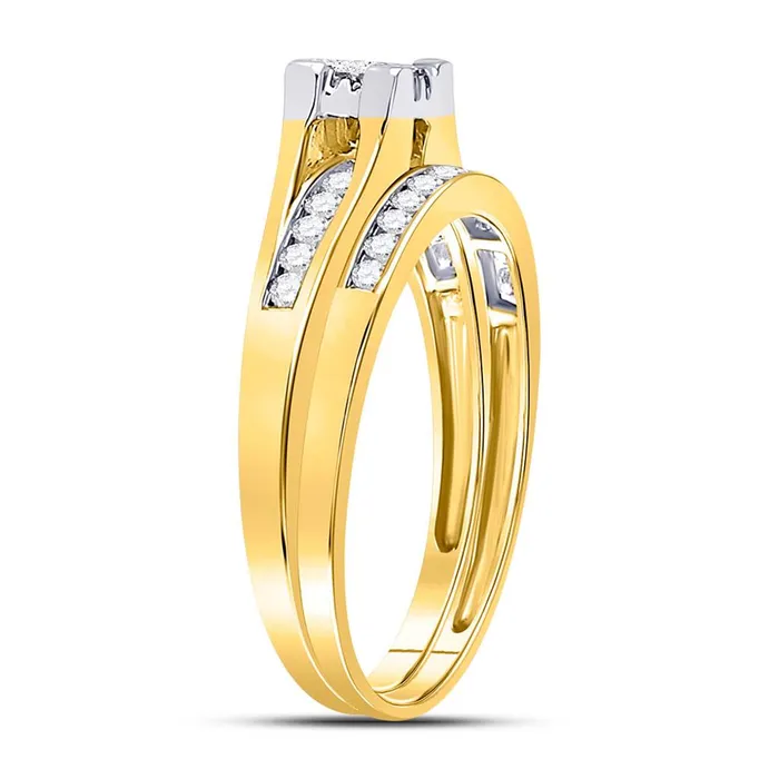 14k Yellow Gold Princess Diamond Bridal Wedding Ring Set 12 Cttw gndatlanta Rings
