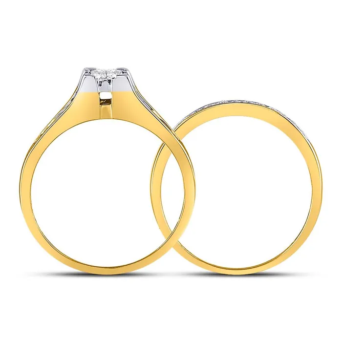 14k Yellow Gold Princess Diamond Bridal Wedding Ring Set 12 Cttw gndatlanta Rings