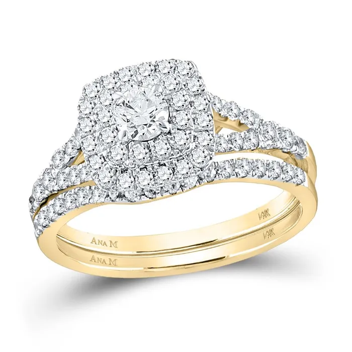 14k Yellow Gold Round Diamond Double Halo Bridal Wedding Ring Set 1 Cttw Certified gndatlanta Rings 14k Yellow Gold Round Diamond Double Halo Bridal Wedding Ring Set 1 Cttw Certified gndatlanta Rings