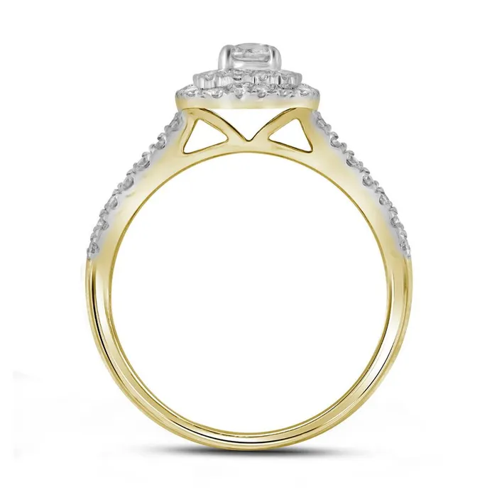 14k Yellow Gold Round Diamond Double Halo Bridal Wedding Ring Set 1 Cttw Certified gndatlanta Rings