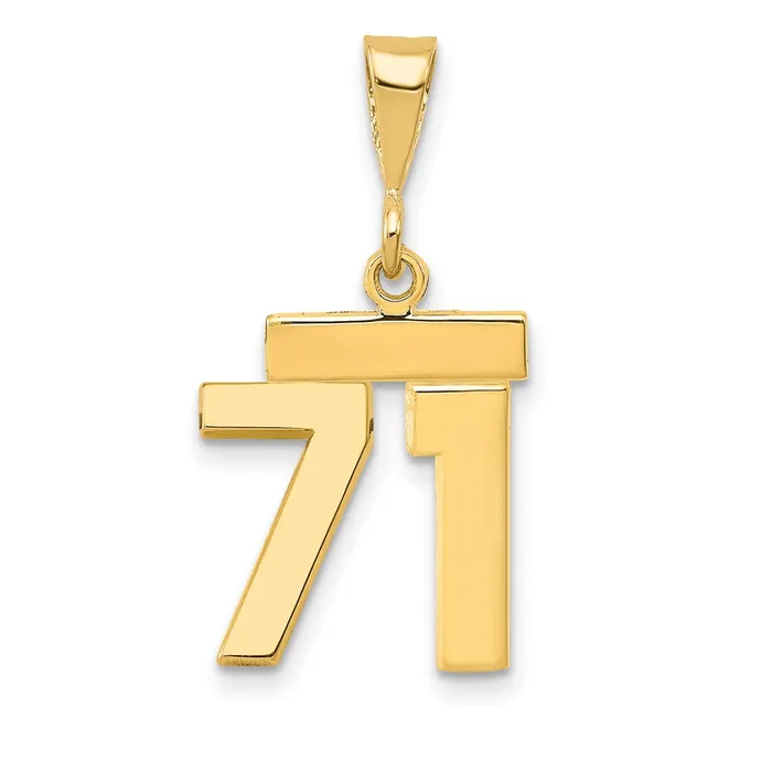 14k Yellow Gold Small Polished Number 71 Charm Goldia Charm Necklaces