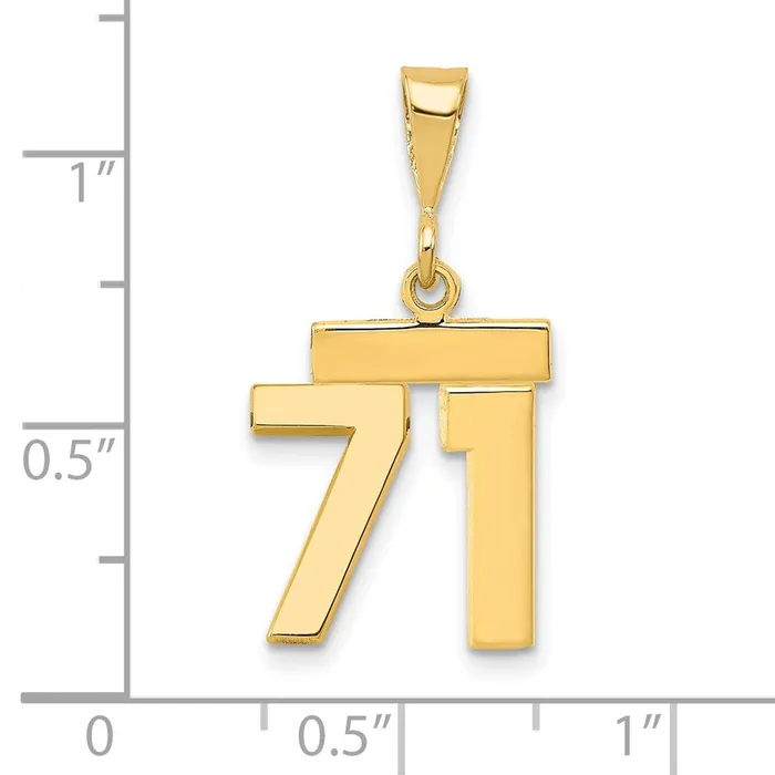 14k Yellow Gold Small Polished Number 71 Charm Goldia Charm Necklaces
