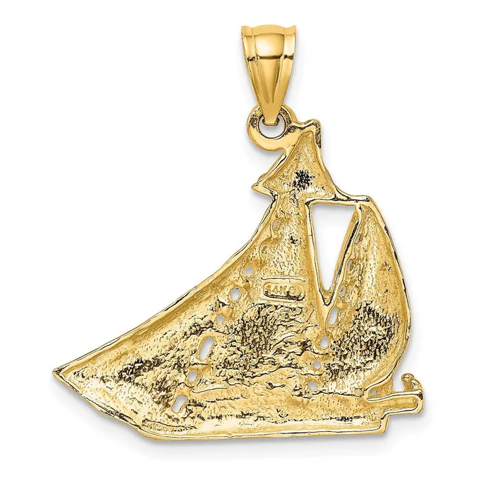 14k Yellow Gold Textured Polished Sailboat W People Charm Goldia Charm Necklaces
