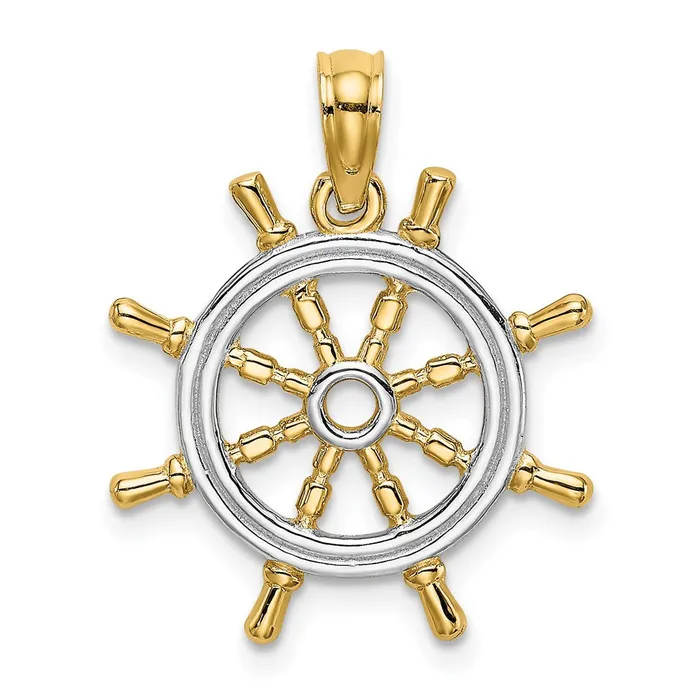 14k Yellow u0026 Rhodium Gold wRhodium Ships Wheel Pendant Goldia PreStyled Sets 14k Yellow u0026 Rhodium Gold wRhodium Ships Wheel Pendant Goldia PreStyled Sets