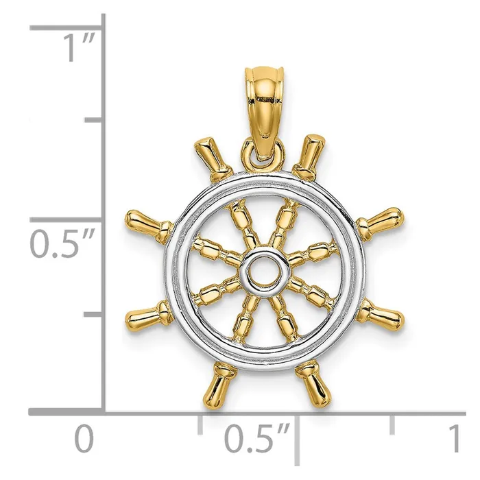 14k Yellow u0026 Rhodium Gold wRhodium Ships Wheel Pendant Goldia PreStyled Sets