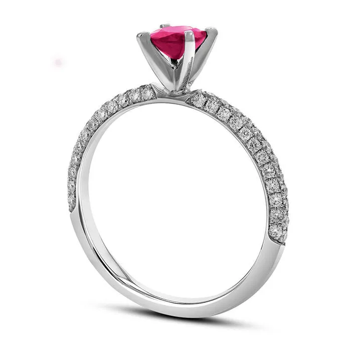 45mm Ruby and 038 CT TW Natural Diamond Pav Engagement Ring in Solid 18K White Gold Goldia Rings 45mm Ruby and 038 CT TW Natural Diamond Pav Engagement Ring in Solid 18K White Gold Goldia Rings