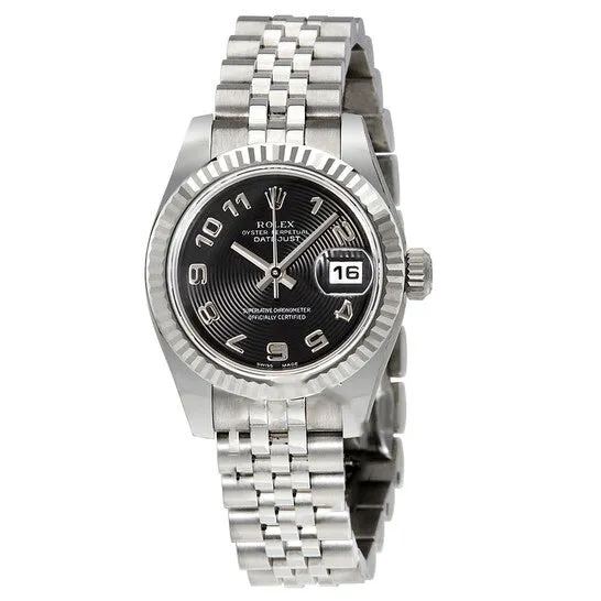 Bracelets Original Rolex Lady Datejust 26 Black Concentric Dial Stainless Steel Jubilee Bracelet Automatic Watch 179174BKCAJ JMS always Bracelets Original Rolex Lady Datejust 26 Black Concentric Dial Stainless Steel Jubilee Bracelet Automatic Watch 179174BKCAJ JMS always