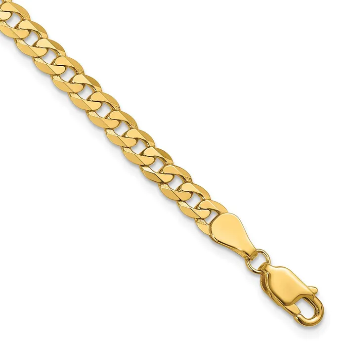 Bracelets Solid 14K Yellow Gold 9 inch 475mm Flat Beveled Curb with Lobster Clasp Chain Bracelet MDS Bracelets Solid 14K Yellow Gold 9 inch 475mm Flat Beveled Curb with Lobster Clasp Chain Bracelet MDS