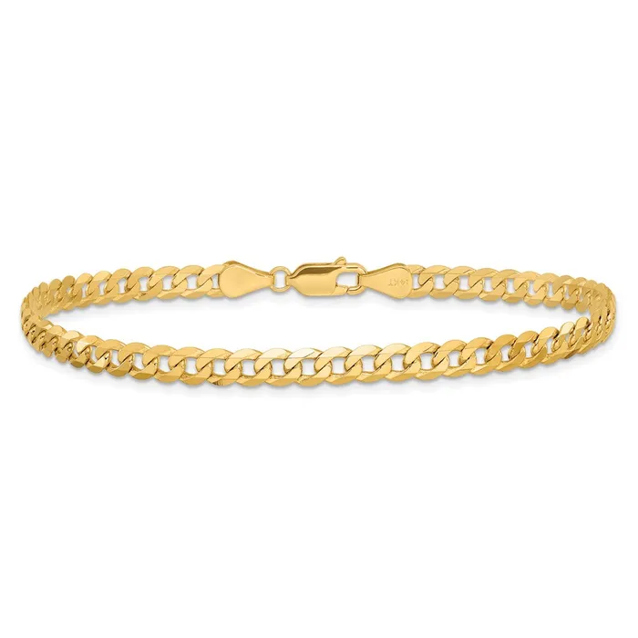 Bracelets Solid 14K Yellow Gold 9 inch 475mm Flat Beveled Curb with Lobster Clasp Chain Bracelet MDS Bracelets Solid 14K Yellow Gold 9 inch 475mm Flat Beveled Curb with Lobster Clasp Chain Bracelet MDS