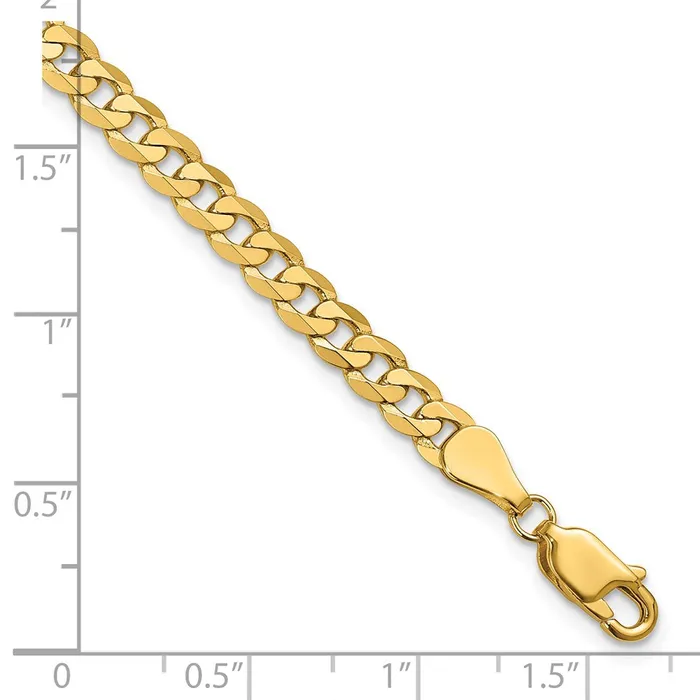 Bracelets Solid 14K Yellow Gold 9 inch 475mm Flat Beveled Curb with Lobster Clasp Chain Bracelet MDS Bracelets Solid 14K Yellow Gold 9 inch 475mm Flat Beveled Curb with Lobster Clasp Chain Bracelet MDS