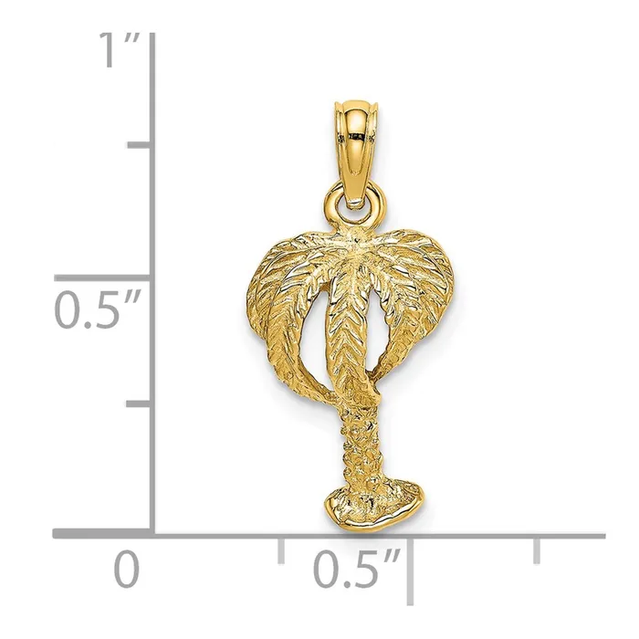 Charm Necklaces 14k Yellow Gold 2D Textured Palm Tree Charm Goldia