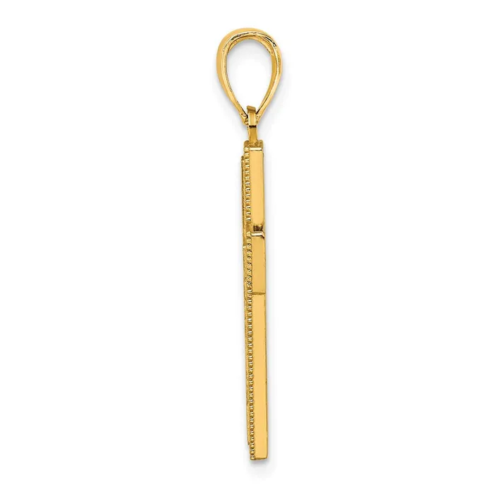 Charm Necklaces 14k Yellow Gold Block Cross Charm Goldia
