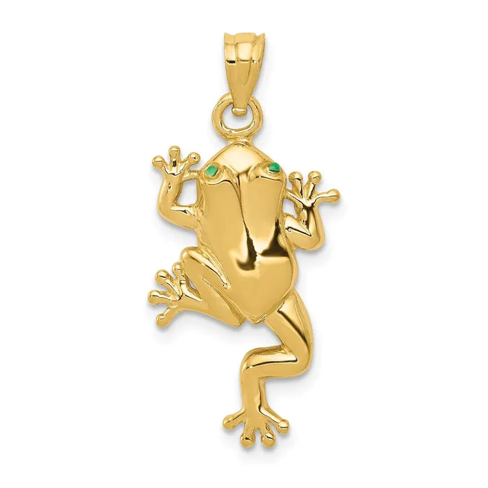 Charm Necklaces Goldia 14k Yellow Gold Frog W Enameled Eyes Charm