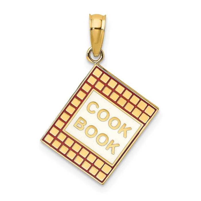Charm Necklaces Goldia 14k Yellow Gold W Red Enamel 3D Cook Book Charm