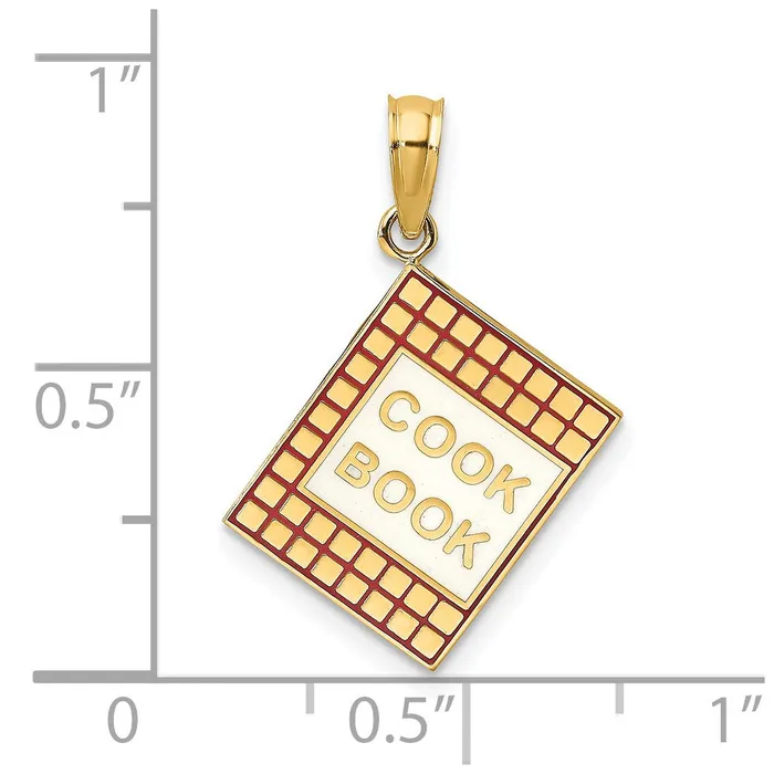 Charm Necklaces Goldia 14k Yellow Gold W Red Enamel 3D Cook Book Charm