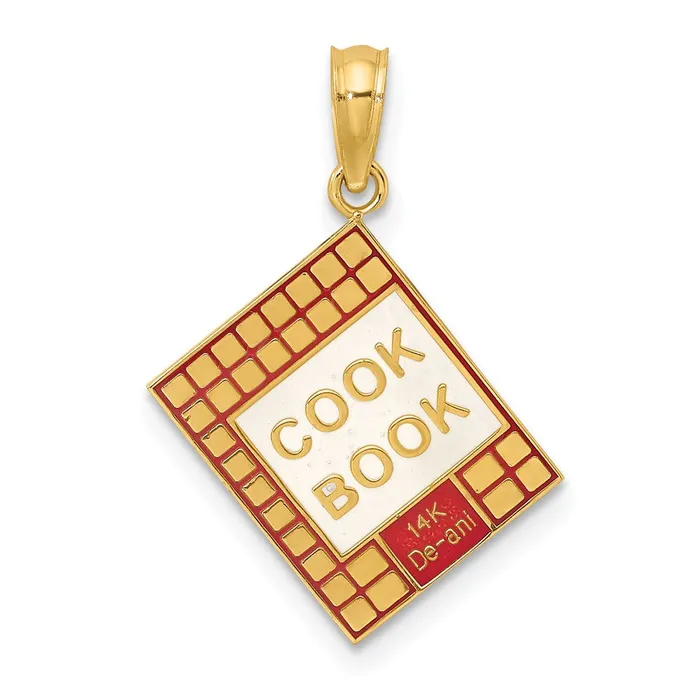 Charm Necklaces Goldia 14k Yellow Gold W Red Enamel 3D Cook Book Charm