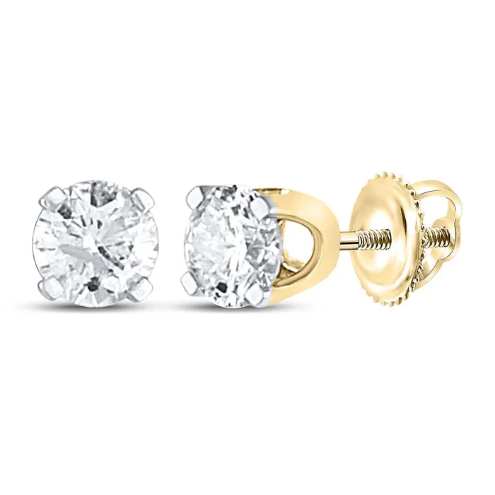 Earrings 14k Yellow Gold Unisex Round Diamond Solitaire Stud Earrings 12 Cttw Certified gndatlanta Earrings 14k Yellow Gold Unisex Round Diamond Solitaire Stud Earrings 12 Cttw Certified gndatlanta