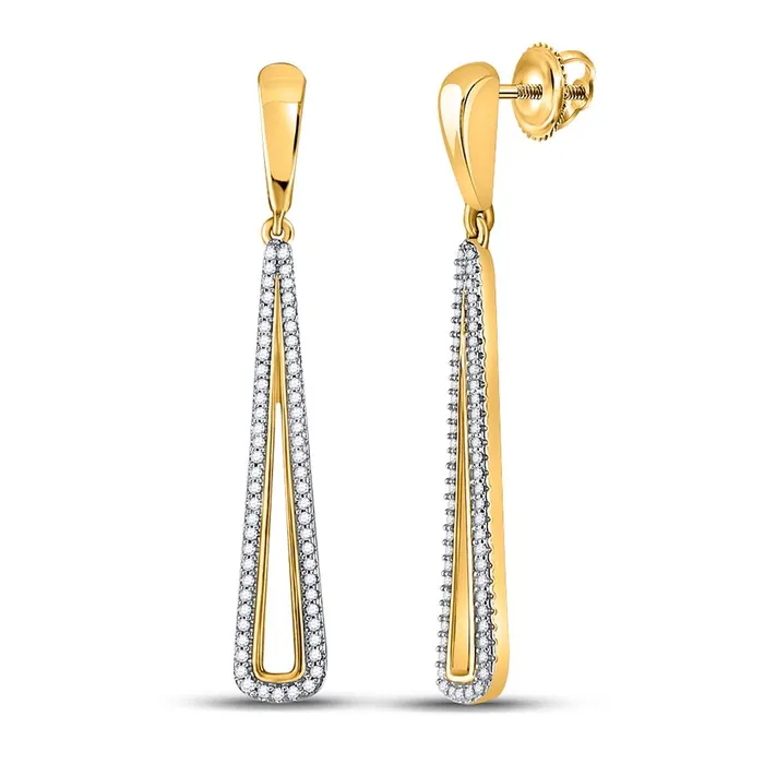 Earrings gndatlanta 10k Yellow Gold Round Diamond Oblong Triangle Dangle Earrings 13 Cttw Earrings gndatlanta 10k Yellow Gold Round Diamond Oblong Triangle Dangle Earrings 13 Cttw