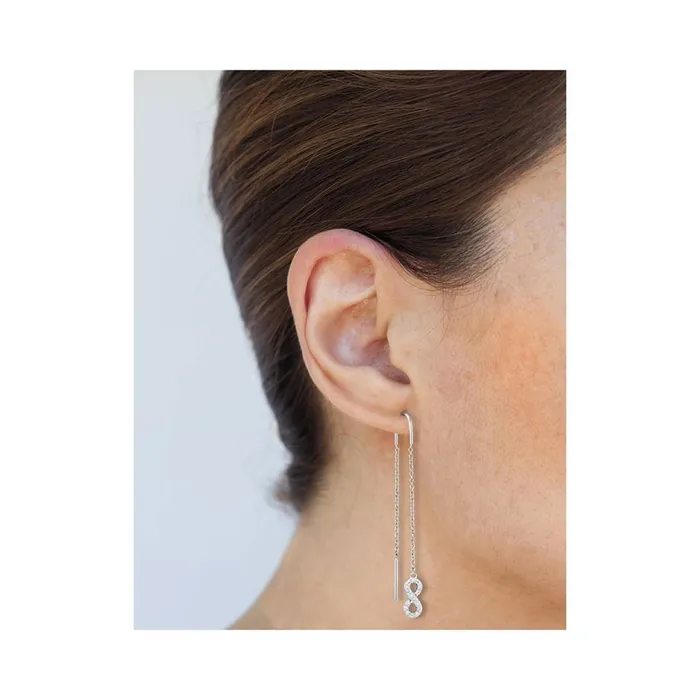 Earrings gndatlanta 14k White Gold Round Diamond Infinity Threader Earrings 16 Cttw Earrings gndatlanta 14k White Gold Round Diamond Infinity Threader Earrings 16 Cttw