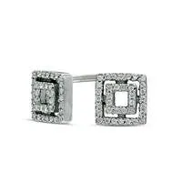 Earrings Goldia 01 CT TW Diamond Double Square Stud Earrings in Sterling Silver Earrings Goldia 01 CT TW Diamond Double Square Stud Earrings in Sterling Silver