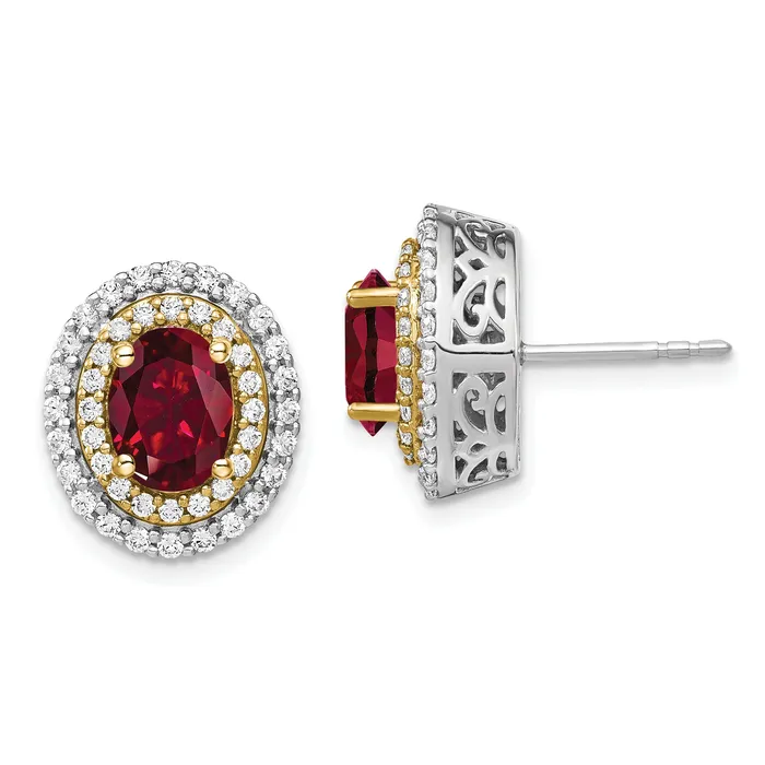 Earrings Goldia 14K TwoTone Lab Grown VSSI G Diamond Created Ruby Earrings Earrings Goldia 14K TwoTone Lab Grown VSSI G Diamond Created Ruby Earrings