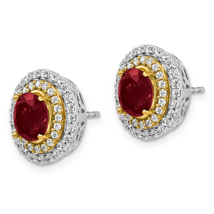 Earrings Goldia 14K TwoTone Lab Grown VSSI G Diamond Created Ruby Earrings