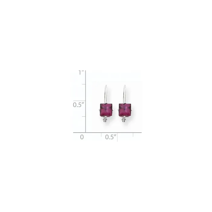 Earrings Goldia 14k White Gold 5mm Rhodolite Garnet Princess Leverback Earrings