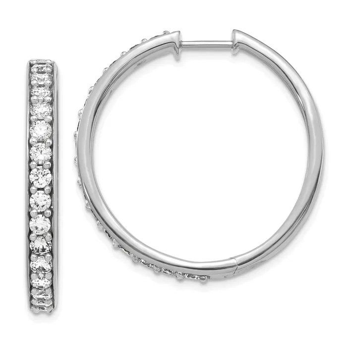 Earrings Goldia 14K White Gold Lab Grown Diamond VSSI FGH Hinged Hoop Earrings Earrings Goldia 14K White Gold Lab Grown Diamond VSSI FGH Hinged Hoop Earrings