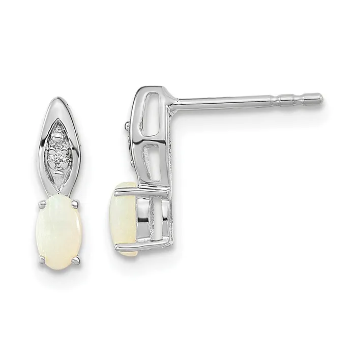 Earrings Goldia 14k White Gold Opal and Diamond Post Earrings