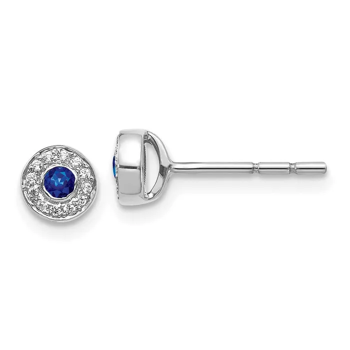 Earrings Goldia 14k White Gold Real Diamond and Sapphire Halo Post Earrings Earrings Goldia 14k White Gold Real Diamond and Sapphire Halo Post Earrings