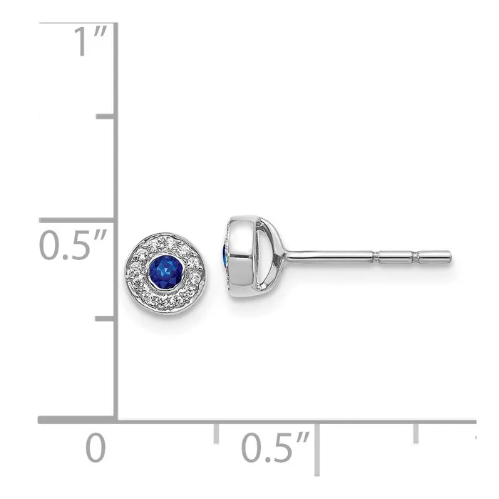 Earrings Goldia 14k White Gold Real Diamond and Sapphire Halo Post Earrings