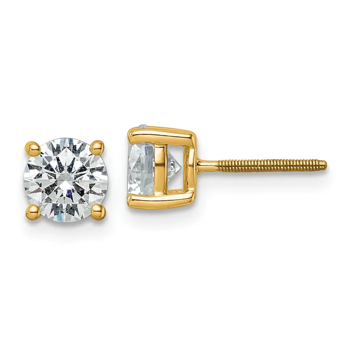 Earrings Goldia 14k Yellow Gold 2 ctw Certified Lab Grown Diamond VSSI G Round 4 Prong Heavy Wt Screwback Stud Earrings Earrings Goldia 14k Yellow Gold 2 ctw Certified Lab Grown Diamond VSSI G Round 4 Prong Heavy Wt Screwback Stud Earrings