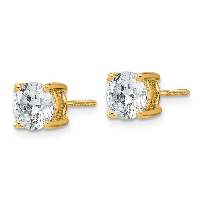 Earrings Goldia 14k Yellow Gold 2 ctw Certified Lab Grown Diamond VSSI G Round 4 Prong Heavy Wt Screwback Stud Earrings