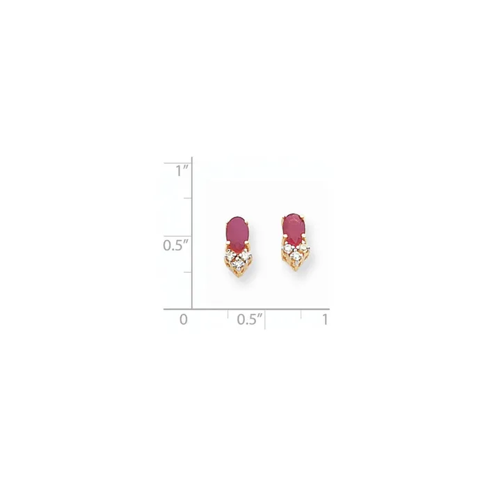 Earrings Goldia 14k Yellow Gold 6x4mm Oval Ruby VS Real Diamond Earrings